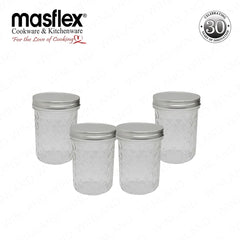 Masflex by Winland 400ml | 4 piece Glass Storage Set Made of Durable High-Quality Pure Glass ZW-3241