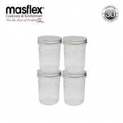 Masflex by Winland 400ml | 4 piece Glass Storage Set Made of Durable High-Quality Pure Glass ZW-3241