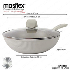Masflex by Winland Vanilla Series Induction Non-Stick Forged Deep Frypan with Glass Lid 28cm SN-270