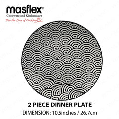 Masflex by Winland 8 Piece Set Wavy Porcelain Tempered Glass/Microwave Safe Dinnerware Set ZN-1008