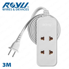 Royu by Winland 2 Universal Outlet + 1 Flat Pin Extension Cord (3M | 6M | 9M Extension) REDEC113