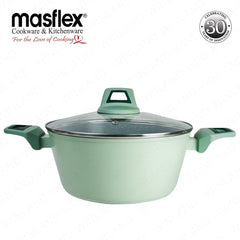 Masflex by Winland Pistachio Series Forged Casserole with Tempered Glass Lid 20 | 24 | 28cm