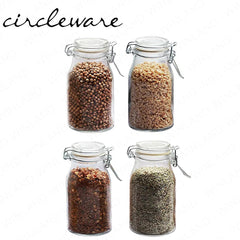 Circleware by Masflex Set of 4 Pieces 6.25oz | 183ml Mini Airtight Round Spice Jar GF-67191