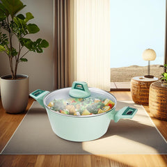 Masflex by Winland Pistachio Series Forged Casserole with Tempered Glass Lid 20 | 24 | 28cm