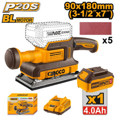 Ingco by Winland P20S/20V Lithium-Ion Cordless Finishing Sander (90mm x 180mm-3-1/2" x 7") ING-CT