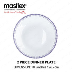 Masflex by Winland Set of 8PCS Azure, Ornate, Lavender Tempered Glass/Microwave Safe Dinnerware Set