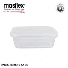 Masflex by Winland Airtight Rectangular Borosilicate Glass Food Container with 4-Latch Locking Lid