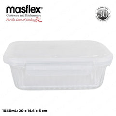 Masflex by Winland Airtight Rectangular Borosilicate Glass Food Container with 4-Latch Locking Lid