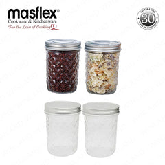 Masflex by Winland 400ml | 4 piece Glass Storage Set Made of Durable High-Quality Pure Glass ZW-3241