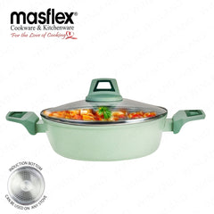 Masflex by Winland Pistachio Series Induction Non-Stick Forged Shallow Pot w/ Glass Lid 28cm MK-2410