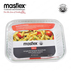 Masflex by Winland Airtight Rectangular Borosilicate Glass Food Container with 4-Latch Locking Lid