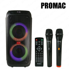 Promac by Winland 2x8in 2x8inches Party Speaker with Bluetooth USB/SD/FM & 2-Wireless Mic PS-2X82