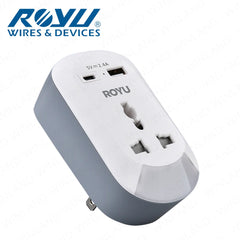 Royu by Winland 1-Gang Wall Adapter with Night Light and USB Ports 10A/250V REDPL129