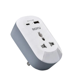 Royu by Winland 1-Gang Wall Adapter with Night Light and USB Ports 10A/250V REDPL129