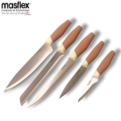 Masflex by Winland 6PCS/Set Knife Block Set - Black & Cream OW-P04 | OW-P05