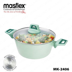 Masflex by Winland Pistachio Series Forged Casserole with Tempered Glass Lid 20 | 24 | 28cm