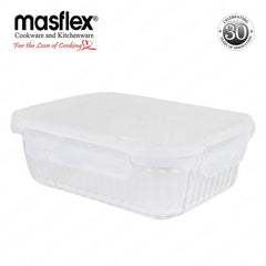 Masflex by Winland Airtight Rectangular Borosilicate Glass Food Container with 4-Latch Locking Lid