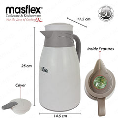 Masflex by Winland 1.0 L/1000mL Food-Grade Plastic Materials Vacuum Flask with Push Button BG-0410