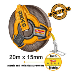Ingco by Winland Fiberglass Measuring Tape with Length & Width: 20m x 15mm HFMT1820 ING-HT