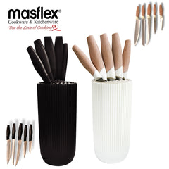 Masflex by Winland 6PCS/Set Knife Block Set - Black & Cream OW-P04 | OW-P05