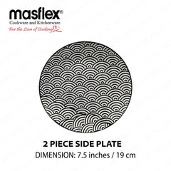 Masflex by Winland 8 Piece Set Wavy Porcelain Tempered Glass/Microwave Safe Dinnerware Set ZN-1008