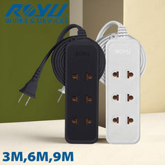 Royu by Winland 3 Universal Outlet + 1 Flat Pin Extension Cord (3M | 6M | 9M Extension) REDEC114