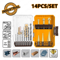 Ingco by Winland 14PCS/Set 4341 Hss Drill Bits and Step Drill Bits Set AKDL61401 ING-HT