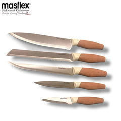 Masflex by Winland 6PCS/Set Knife Block Set - Black & Cream OW-P04 | OW-P05