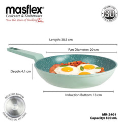 Masflex by Winland Pistachio Series Aluminum Non Stick Induction Forged Fry Pan 20 | 24 | 26 | 28