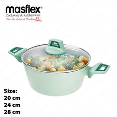 Masflex by Winland Pistachio Series Forged Casserole with Tempered Glass Lid 20 | 24 | 28cm