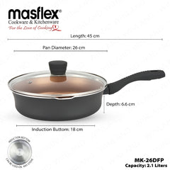 Masflex by Winland Prestige Series Induction Non Stick Forged Deep Frypan w/ Glass Lid 26cm MK-26DFP