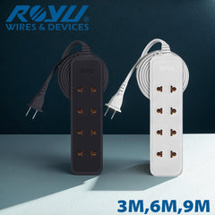 Royu by Winland 4 Universal Outlet + 1 Flat Pin Extension Cord (3M | 6M | 9M Extension) REDEC115