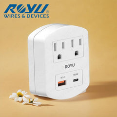 Royu by Winland 2-Gang Wall Adapter With Fast Charging 2 USB Ports 10A/250V RWA101