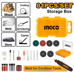 Ingco by Winland 81PCS/Set(1/8inches) General Purpose Set Accessories for Mini Drill AKMG8081 ING-HT