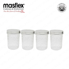 Masflex by Winland 400ml | 4 piece Glass Storage Set Made of Durable High-Quality Pure Glass ZW-3241