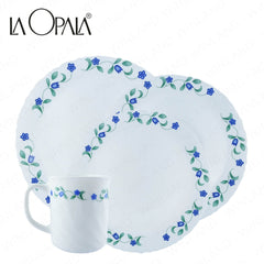 La Opala by Masflex 8PCS/Set Classique Decorated Tempered Glass/Microwave Safe Juniper Blue OP-8JB