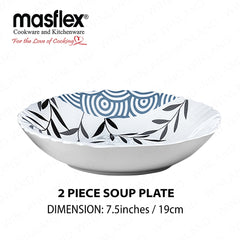 Masflex by Winland Set of 8PCS Azure, Ornate, Lavender Tempered Glass/Microwave Safe Dinnerware Set