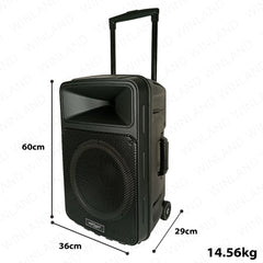 Konzert by Winland 12" 400W Portable Trolley Speaker w/ USB/SD FM Radio BT & 2 Wireless Mic PA-12MK2