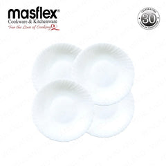 Masflex by Winland 4 piece Soup Plate 8.5 inch / 216 mm in White Made of Glass Microwave Safe JT-103