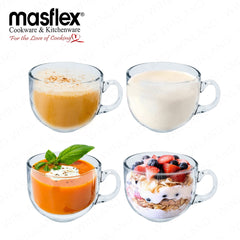 Masflex by Winland 4 Pieces 420 ml/14 oz Glass Extra Large Mug Set GG-2515CM/O