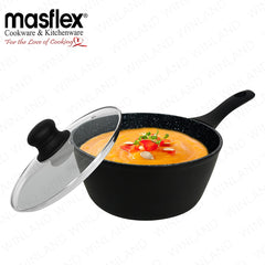 Masflex by Winland 18cm Galaxy Forged Saucepan with Glass Lid Non-Stick Induction Bottom NS-GR-84