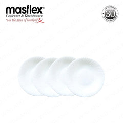 Masflex by Winland 4 piece Soup Plate 8.5 inch / 216 mm in White Made of Glass Microwave Safe JT-103