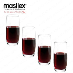 Masflex by Winland 4 Pieces 500 ml Glass Tumbler made of Durable and High-Quality Pure Glass CK-017