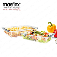 Masflex by Winland 1L & 1.6L Rectangular Borosilicate Glass Bakeware Food Container Storage FE-1016