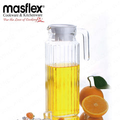 Masflex by Winland 1.1 Liters / 1100 ml Fridge Glass Pitcher Water Bottle with Lid HF-B123