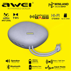 Awei by Winland Mini Portable Bluetooth Wireless Waterproof Speaker Audio Sound with AUX Y336