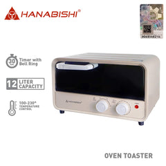 Hanabishi by Winland 12L Oven Toaster 2 Knobs for Timer & Temperature, 90-230ºC Temperature Control