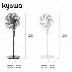 Kyowa by Winland 16 Inches Silent Comfort Electric Fan | Stand Fan 7-Blades Patented Design KW-6720