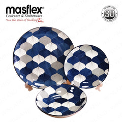 Masflex by Winland 8 pieces Aqua Dinnerware Set Made of Tempered Glass and Microwavable Safe ZN-1009