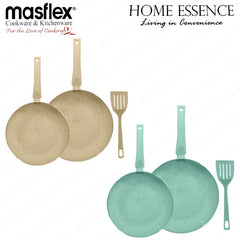 Home Essence by Masflex 3pcs Aluminum Induction Cookware w/ Ceramic Marble Non-Stick Coating Frypan